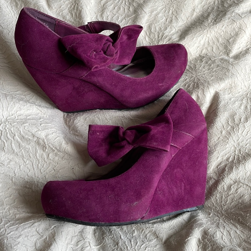 Suede purple heels